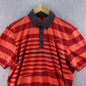 Nike Golf Herren Poloshirt Medium Rot Streifen Dri-Fit Kurzarm Rugby Stretch - Bild 1 von 7