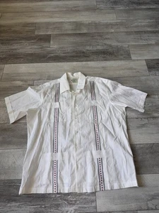 Dos Carolinas Guayabera Kurzarm Hemd Button-Down XXL weiß rot wunderschön! - Bild 1 von 16