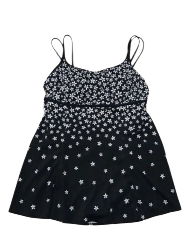 Croft & Barrow skirted swimdress swimsuit black white sz 16 SLIMMING flawless - Image 1 of 4