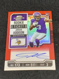 Boleto de novato Contenders Optic Jordan Addison rojo 2023 automático/125 - Imagen 1 de 2