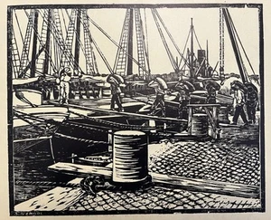 Xilografia Anzio: Scaricatori del Porto, Salvatore D’Amore 20.1x24.6cm - Foto 1 di 1