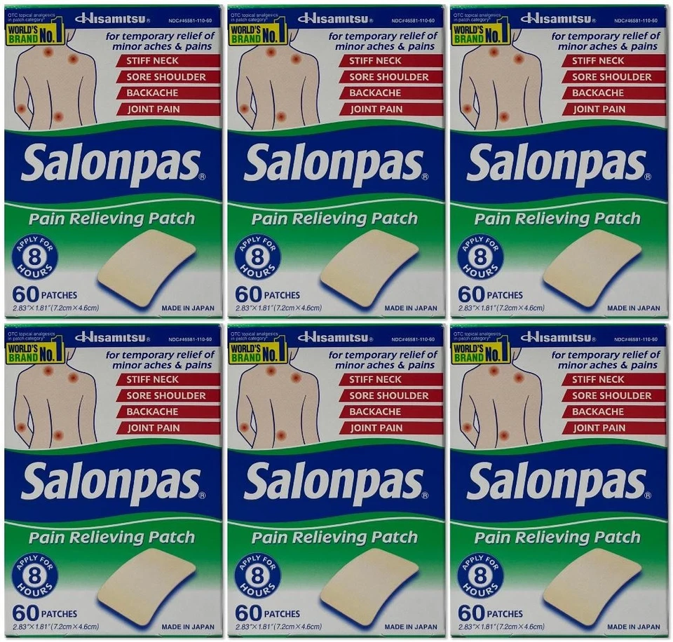 Parche para aliviar el dolor 360 Salonpas, alivio del dolor de 8 horas EXP 9/24 (6 paquetes de 60) Foto 1 de 1