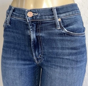 MOTHER Stunner Zip Ankle Step Fray Walking on Coals Dark Blue-Size 28 Fits 27 4 - Picture 1 of 14