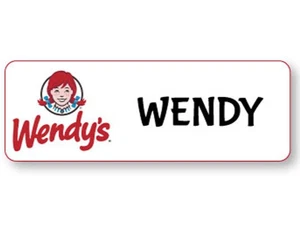 NAME BADGE FUNNY HALLOWEEN COSTUME WENDY OF WENDYS HAMBURGERS PIN - Picture 1 of 2