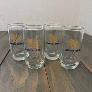 Set Of 4 Vintage 12 oz 1970s Thai Singha Beer Glass Thailand (SH) - Foto 1 di 5