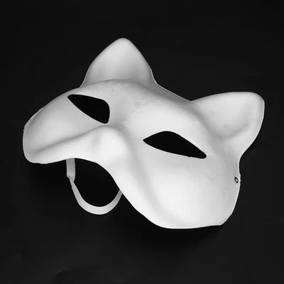 (Cat Face)Blank Halloween Decoration 5 Pcs Halloween Mask White Full Face Mask - Image 1 of 4