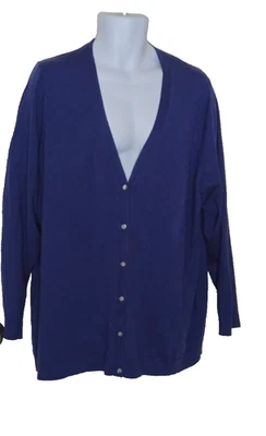 Lands' End Cardigan Sweater Women's Blue Long Sleeve V Neck Button Front size 3X - Image 1 of 4