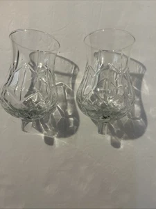Par de tazas portavelas aplique de vidrio transparente con diseño de diamante de clavija de 5 1/2" de alto - Imagen 1 de 14