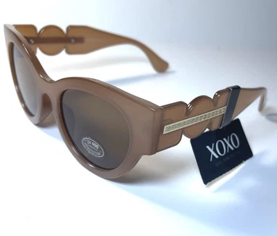 NUEVO XOXO Marrón Dorado Griego Llave Diseñador Gafas de Sol 56379 + Estuche Foto 1 de 4