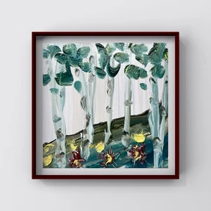Mini Birch Tree Scene – Minnesota Landscape Gift for Cottage Decor Original Art - Picture 1 of 3