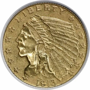 1913 $2.50 Gold Indian AU Slider Uncertified #318 - Picture 1 of 2