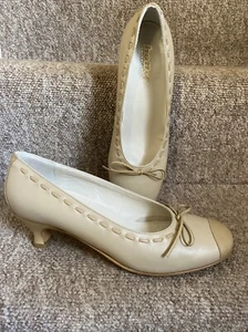 Hotter Beige Panache Bow Detail Mini Heel Shoes UK 7 Occasion Comfort VVGC - Picture 1 of 9