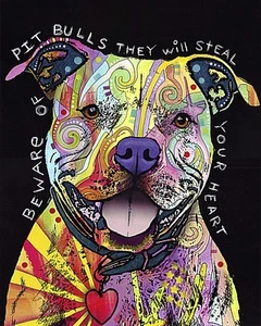 DOG ART PRINT Beware of Pit Bulls Dean Russo - Picture 1 of 1