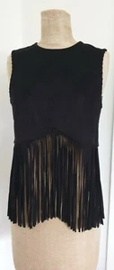 Womens Zara Fringed Suede vest casual /festival wear Size S NWOT - Picture 1 of 8