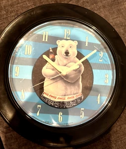 Coca Cola Attitude Polar Bear Wall Clock Vintage 1997 Made In USA - Picture 1 of 1