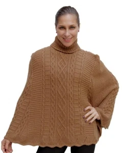 Superfine Alpaca Wool Hand Knitted Poncho Cape Wrap One Size Colors Available - Picture 1 of 32