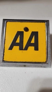 VINTAGE Square AA Car Badge Retro Grille Automobile Association London WC 2 - Picture 1 of 5