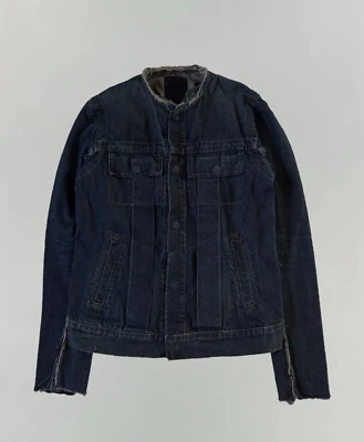 Rick Owens SLAB AW01 Reconstructed Destroyed Waxed Denim Jacket Men's Small S - image 1 of 4