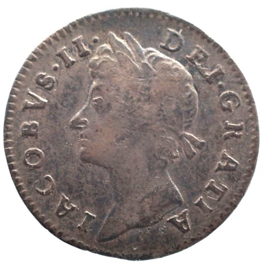 KAPPYSCOINS G5932 GREAT BRITAIN 1687 SILVER  THREEPENCE  KING JAMES II NICE - Image 1 of 2