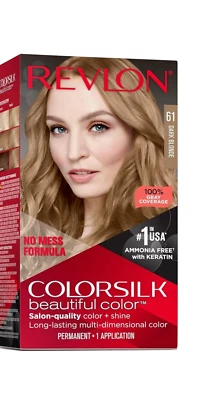 Tinte para el cabello complejo reparador Revlon Color seda con unión #61 rubio oscuro (paquete de 1) Foto 1 de 4