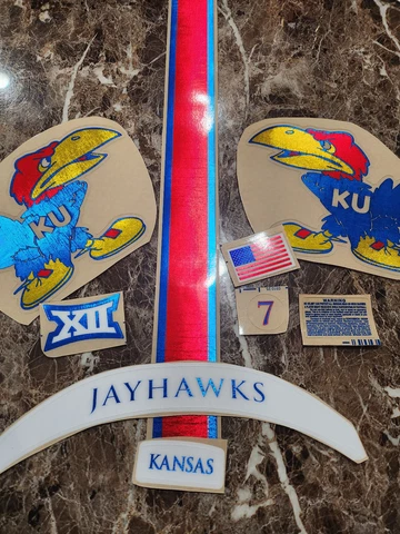 Chrome Kansas Jayhawks full size football helmet 3M vinyl decals Cover