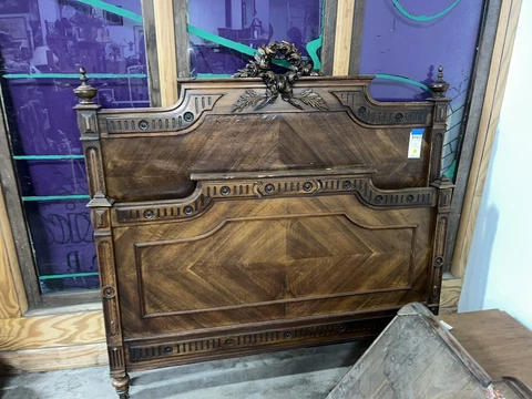 Antique Carved Wood Bed Cover