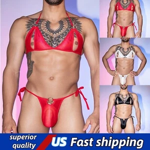 Top bralette uomo Sissy sexy lingerie intimo biancheria da notte elasticizzato alto - Foto 1 di 50