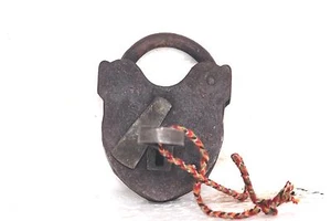 Iron Lock and New Key Old Vintage Antique Rare Collectible - Picture 1 of 5