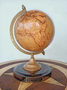 8" Brown Ocean World Globe Map Atlas, Political Geography, Rotates, Educational - Picture 1 of 8