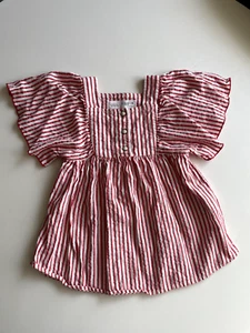 Vestido Zara Algodón Talla 12/18m Rayas Rojo y Blanco - Imagen 1 de 3