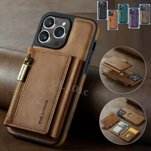 For iPhone 15 16E 14 17 Pro Max 13 12 11 Zipper Wallet Leather Case Phone Cover - Picture 1 of 47