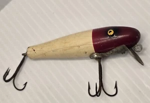 Vintage Paw Paw 4.5 Inch Wood Fishing Lure Crankbait River Minnow Type Tack Eye - Picture 1 of 5