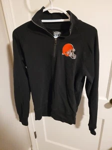 Cleveland Browns Women's Quarter-Zip Long-Sleeve Sweatshirt Black Size Small NFL - Picture 1 of 7