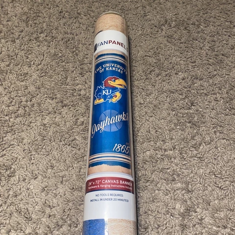 FANPANELS UNIVERSITY OF KANSAS JAYHAWKS 1865 24x72" CANVAS BANNER! NEW! SEALED! Cover