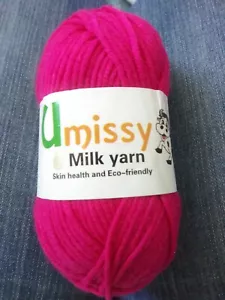 UMissy Milk Yarn Worsted Plied 80% Silk Fiber Lamp 20% Cashmere Bright Pink - Picture 1 of 4