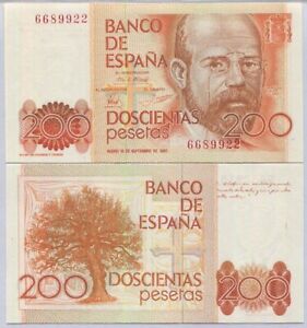 Spain 200 Pesetas 1980 ND 1984 P 156 UNC