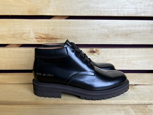 Scarpe Common Projects Stivali Neri In Pelle Uomo Made in Italy Taglia 40 US 7 UK 6