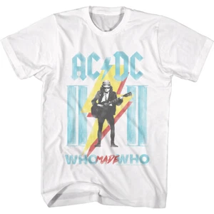 ACDC Angus Young Who Made Who Columns Lightning Bolt Men's T Shirt Concert Merch - Picture 1 of 5