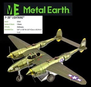 Metal Earth P-38 LIGHTNING Steel Model Kit No Glue Required Age:14+ Brand new  - Picture 1 of 6