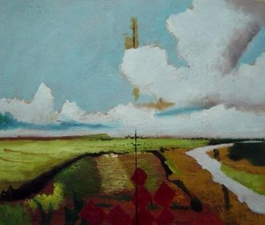 20x24 Rural Crop Field Landscape Oil painting Impressionism - Picture 1 of 1