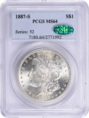 1887-S Morgan Silver Dollar MS64 PCGS (CAC) - Image 1 of 4