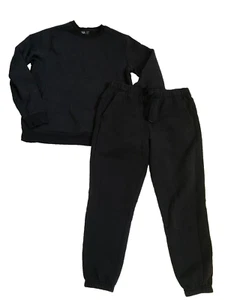 VRST Men's Size L Pullover Fleece Athletic Jogging Sweat Suit 2 Piece Set Black - Picture 1 of 15