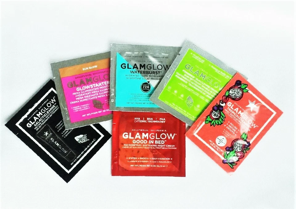 6 muestras GLAMGLOW buenas en cama Waterburst Tropicalcleanse Galacticleanse Powermud Foto 1 de 1