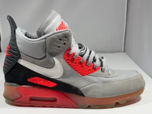 Nike Air Max 90 Sneaker Boot, Size 14 Ice Wolf Gray, Black & Infrared - RARE - Picture 1 of 10