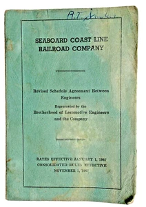 1967 Locomotive Engineers Labor Agreement Book Seaboard Coast Line Railroad - Picture 1 of 6