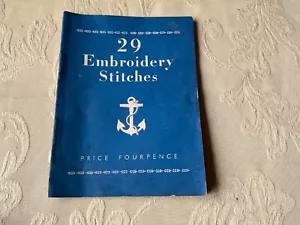 Clarks Anchor 29 Embroidery Stitches Vintage Booklet Four Pence reprint - Picture 1 of 6