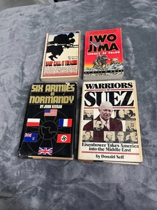 VTG HC/PB Book Lot of 4 Military War Books Suez Iwo Jima Normandy - Picture 1 of 24