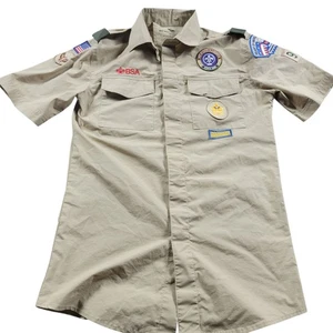 Boy Scouts of America BSA Shirt Mens Small Cotton Poly Button Up Vented - Picture 1 of 9