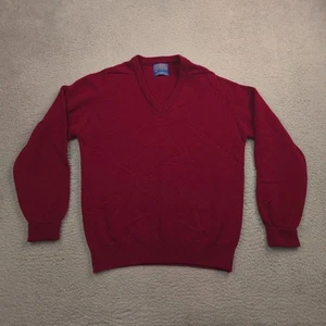 Vintage Pendleton Men’s Sweater Medium Red V Neck 100% Virgin Lambswool USA - Picture 1 of 9