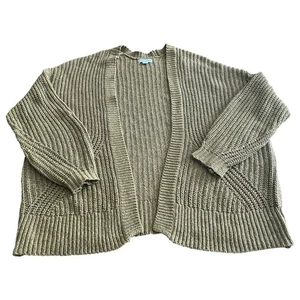 2X Ava & Viv Loose Knit Over Sized Cardigan Sweater Brown Womens Plus Size - Picture 1 of 12